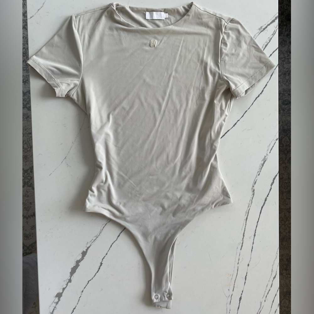 Meshki Haven double lined thong bodysuit with embroidered logo